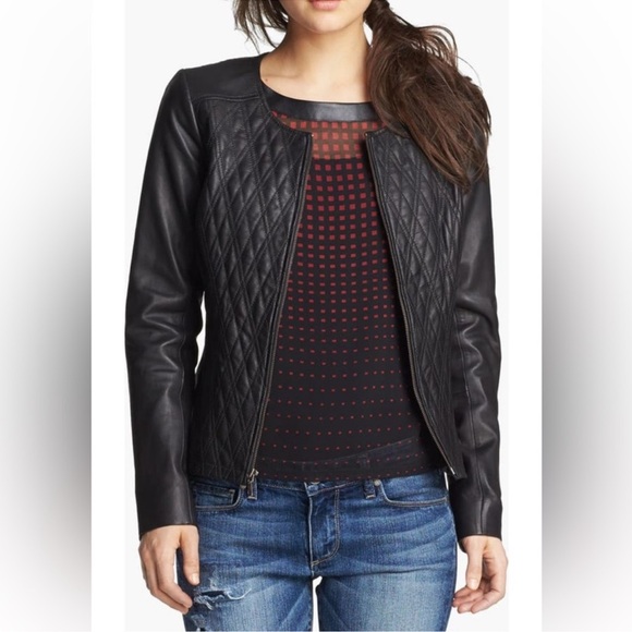 hinge Jackets & Blazers - Hinge Black Leather Quilted Jacket